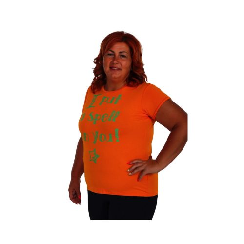 Bigy narancssárga póló felirattal "Tettem egy varázslatot rád"