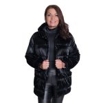 ConceptK fekete patentos puffos kabát