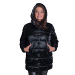 ConceptK fekete patentos puffos kabát