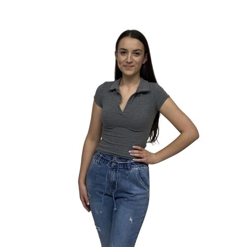 O'la voga  szürke galléros ujjú top