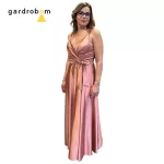 Szöszy spagetti pántos szatén bronz hosszú ruha