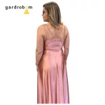 Szöszy spagetti pántos szatén bronz hosszú ruha