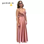 Szöszy spagetti pántos szatén bronz hosszú ruha