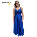 Szöszy spagetti pántos szatén királykék hosszú ruha