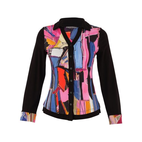 Dolcezza 'Baisti' jerseyblúz absztrakt arcmintával - 75623