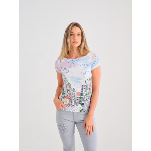 Dolcezza 25721 Parisian Print felső rövid felső ujjú