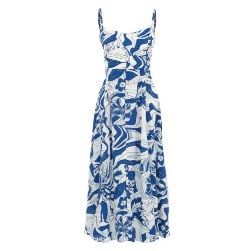 Dolcezza "Blue Lotus" virágos absztrakt midi ruha - 25152-es stílus