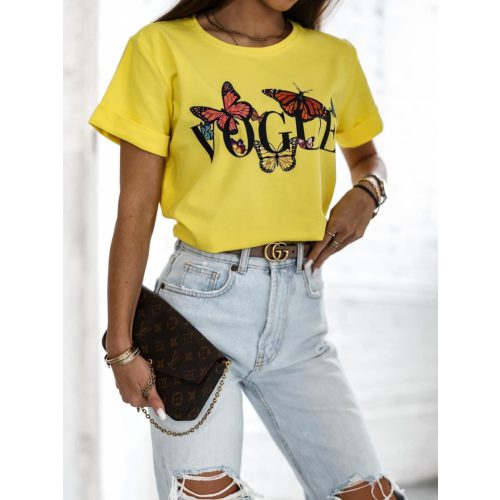 LARA FASHION VOGUE póló sárga