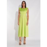 Envy Vállán fodros hátul kötős egyszínű midi ruha