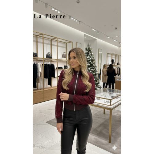 LA PIERRE Bianco csipke BURGUNDI kabát