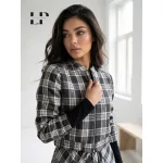 LA PIERRE Aneka kockás flanel kabát
