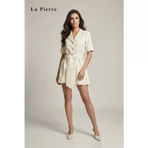 La Pierre Valentina vanília színú barbie anyagú shortos overál