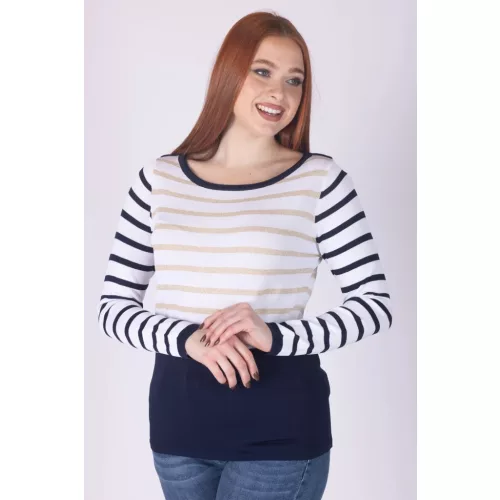 MARA CAROL 57021 LUREX CSÍKOS KEREK NYAKÚ PULÓVER 