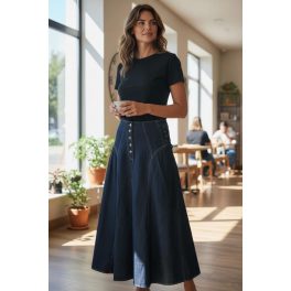 Szara sötétkék farmer szoknya