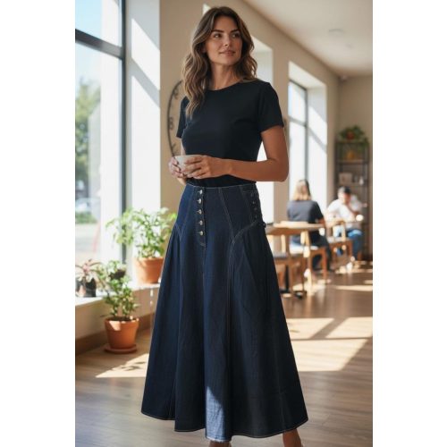 Szara sötétkék farmer szoknya