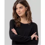 Surkana Kerek nyakú bambusz póló, hosszú ujjú, fekete