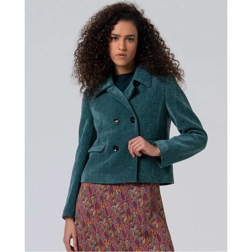 Rövid zsenilla acélkék kabát , béléssel